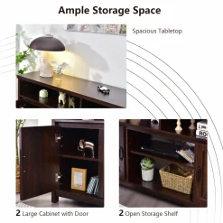 Tangkula Modern Farmhouse TV Stand with Double Barn Doors