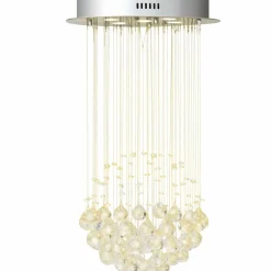 Tangkula Modern K9 Crystal Raindrop Chandelier, Flush Mount LED Ceiling Light Fixture for Living Room, 31.5 x 15.5 inches