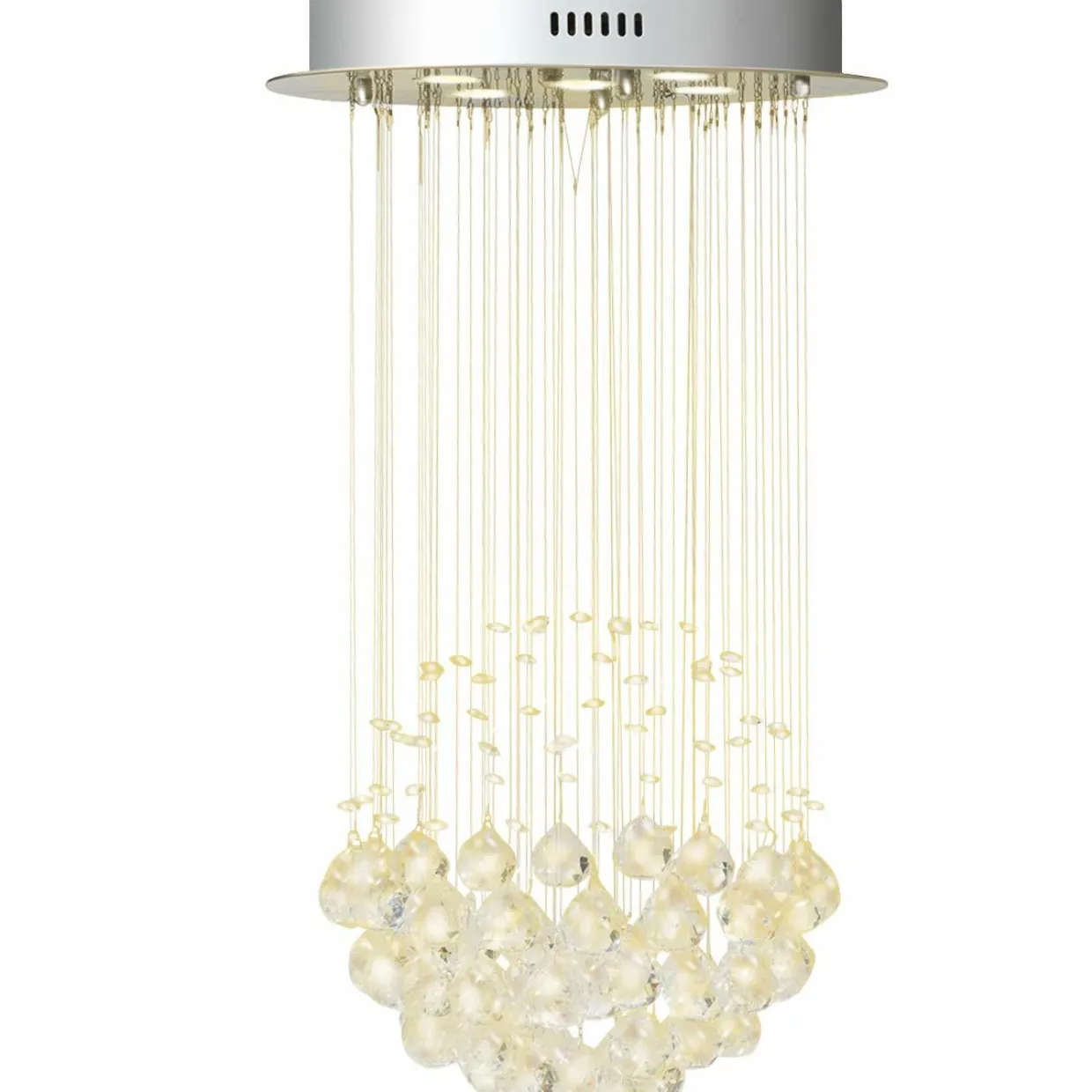 Tangkula Modern K9 Crystal Raindrop Chandelier, Flush Mount LED Ceiling Light Fixture for Living Room, 31.5 x 15.5 inches