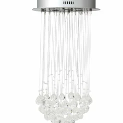 Tangkula Modern K9 Crystal Raindrop Chandelier, Flush Mount LED Ceiling Light Fixture for Living Room, 31.5 x 15.5 inches