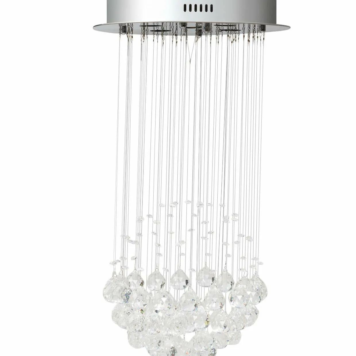 Tangkula Modern K9 Crystal Raindrop Chandelier, Flush Mount LED Ceiling Light Fixture for Living Room, 31.5 x 15.5 inches