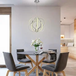Tangkula Modern LED Chandelier, Dimmable Pendant Light