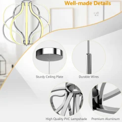 Tangkula Modern LED Chandelier, Dimmable Pendant Light