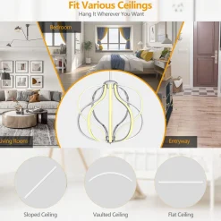 Tangkula Modern LED Chandelier, Dimmable Pendant Light