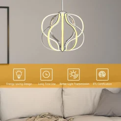 Tangkula Modern LED Chandelier, Dimmable Pendant Light
