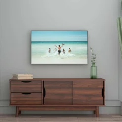 Tangkula Modern TV Stand for Flat TVs Up to 60 Inches, Wood TV Console Table w/ 2 Drawers & 2 Sliding Doors
