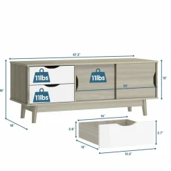 Tangkula Modern TV Stand for Flat TVs Up to 60 Inches, Wood TV Console Table w/ 2 Drawers & 2 Sliding Doors