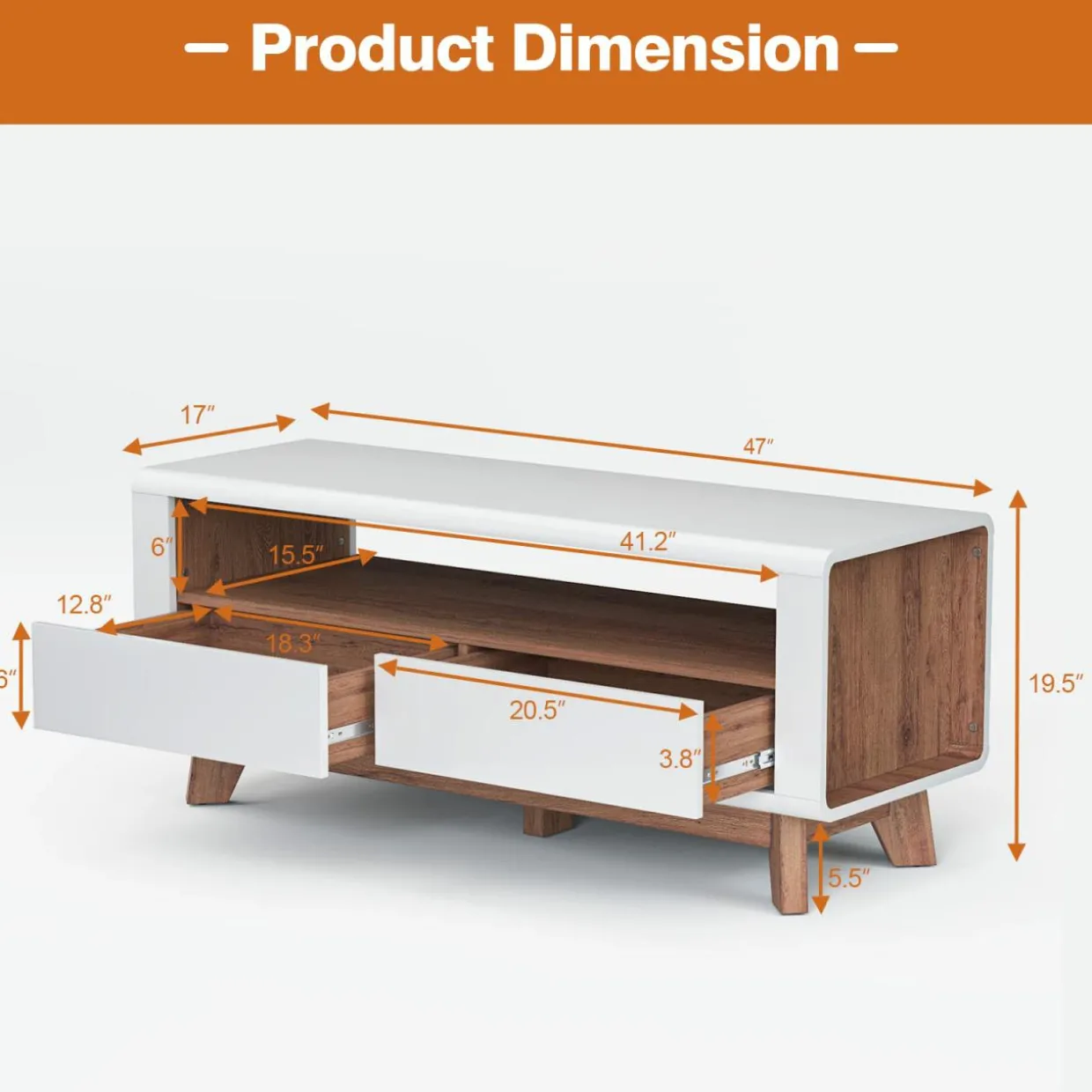 Tangkula Modern TV Stand with Drawers, Wood Entertainment Center for TVs up to 50 Inch
