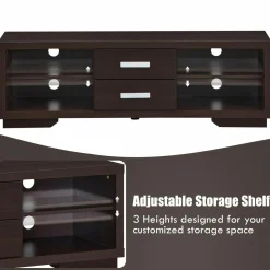 Tangkula Modern TV Stand, Wood Universal Stand for TV's up to 65