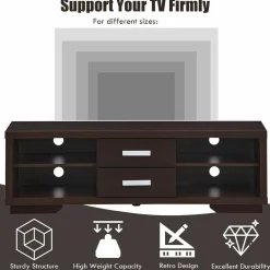 Tangkula Modern TV Stand, Wood Universal Stand for TV's up to 65