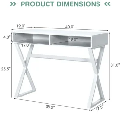 Tangkula Modern White Computer Desk with Storage Space