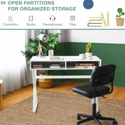 Tangkula Modern White Computer Desk with Storage Space