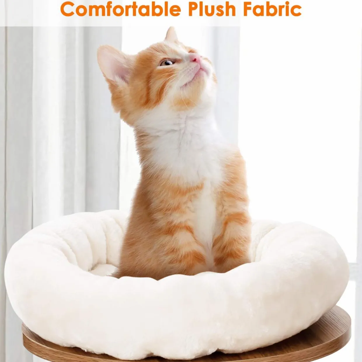 Tangkula Modern Wood Cat Tree, 46 Inches Cat Tower with Platform, Cat Activity Center with Scratching Posts and Washable Cushions