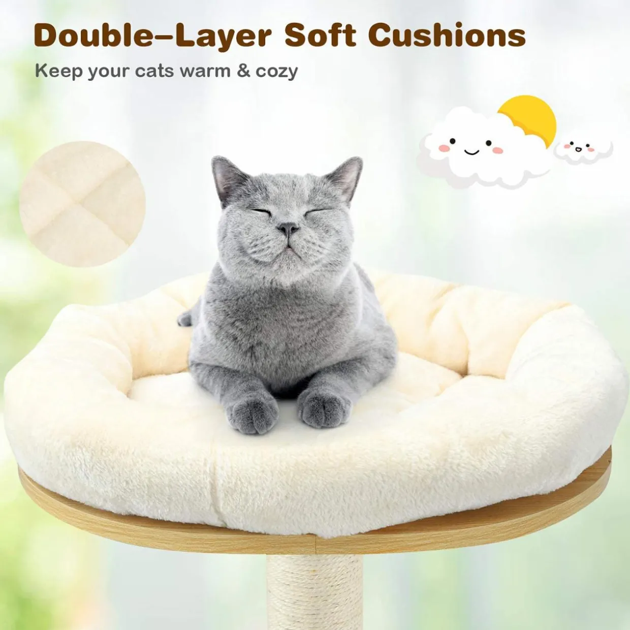 Tangkula Modern Wood Cat Tree, 53 Inches Cat Tower with Platform