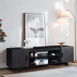 Tangkula Modern Wood Universal TV Stand for TV up to 65