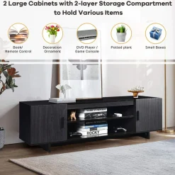 Tangkula Modern Wood Universal TV Stand for TV up to 65