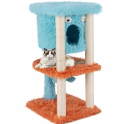 Tangkula Monster-Themed Cat Tree, 3-Level Cat Tower Activity Center with Large Cat Condo