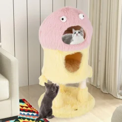 Tangkula Monster-Themed Cat Tree, 3-Level Cat Tower Activity Center with 2-Story Cat Condo