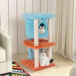Tangkula Monster-Themed Cat Tree, 3-Level Cat Tower Activity Center with Large Cat Condo