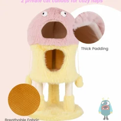 Tangkula Monster-Themed Cat Tree, 3-Level Cat Tower Activity Center with 2-Story Cat Condo