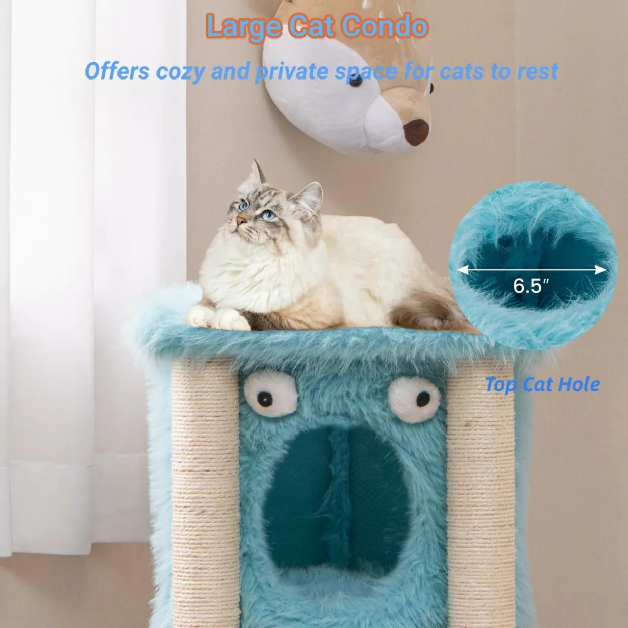 Tangkula Monster-Themed Cat Tree, 3-Level Cat Tower Activity Center with Large Cat Condo