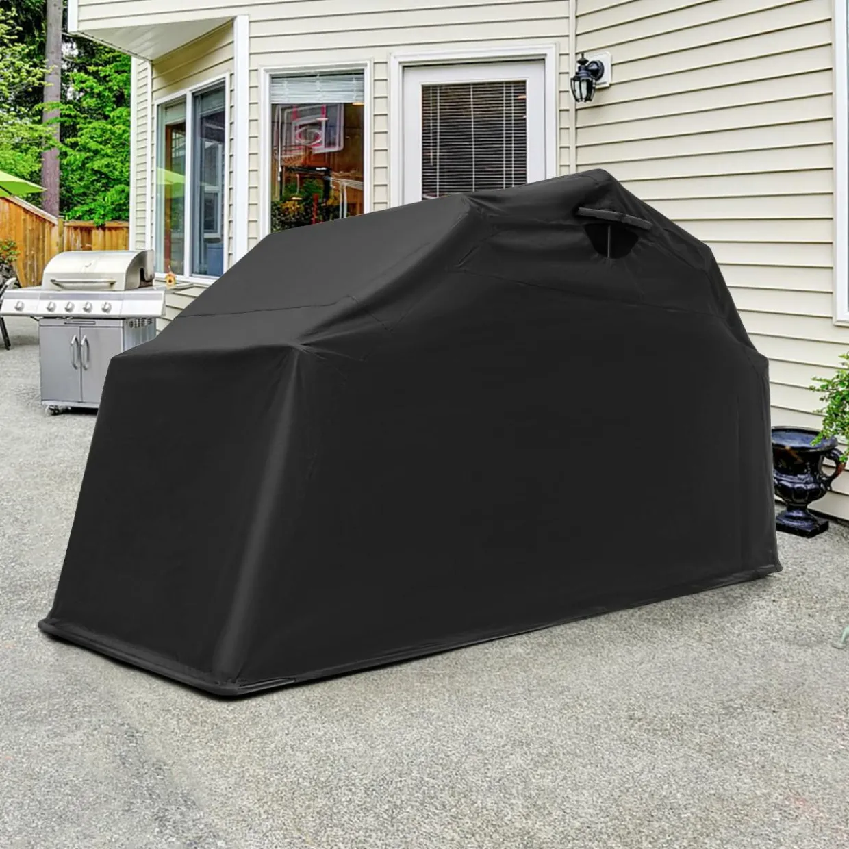 Tangkula Motorcycle Shed, Waterproof Motorcycle Garage with 600D Oxford Cover, Ventilation Window
