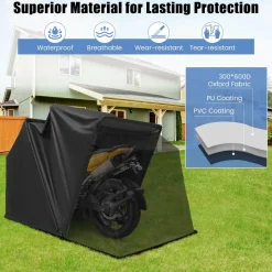Tangkula Motorcycle Shed, Waterproof Motorcycle Garage with 600D Oxford Cover, Ventilation Window