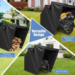 Tangkula Motorcycle Shed, Waterproof Motorcycle Garage with 600D Oxford Cover, Ventilation Window