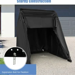 Tangkula Motorcycle Shed, Waterproof Motorcycle Garage with 600D Oxford Cover, Ventilation Window