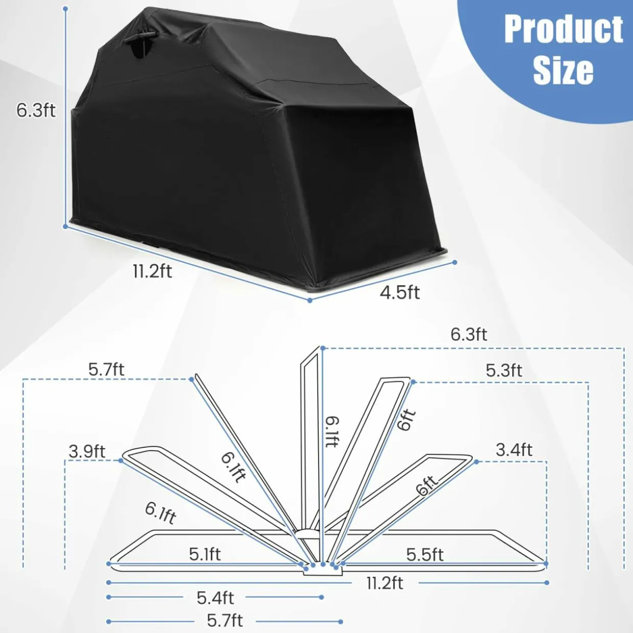 Tangkula Motorcycle Shed, Waterproof Motorcycle Garage with 600D Oxford Cover, Ventilation Window