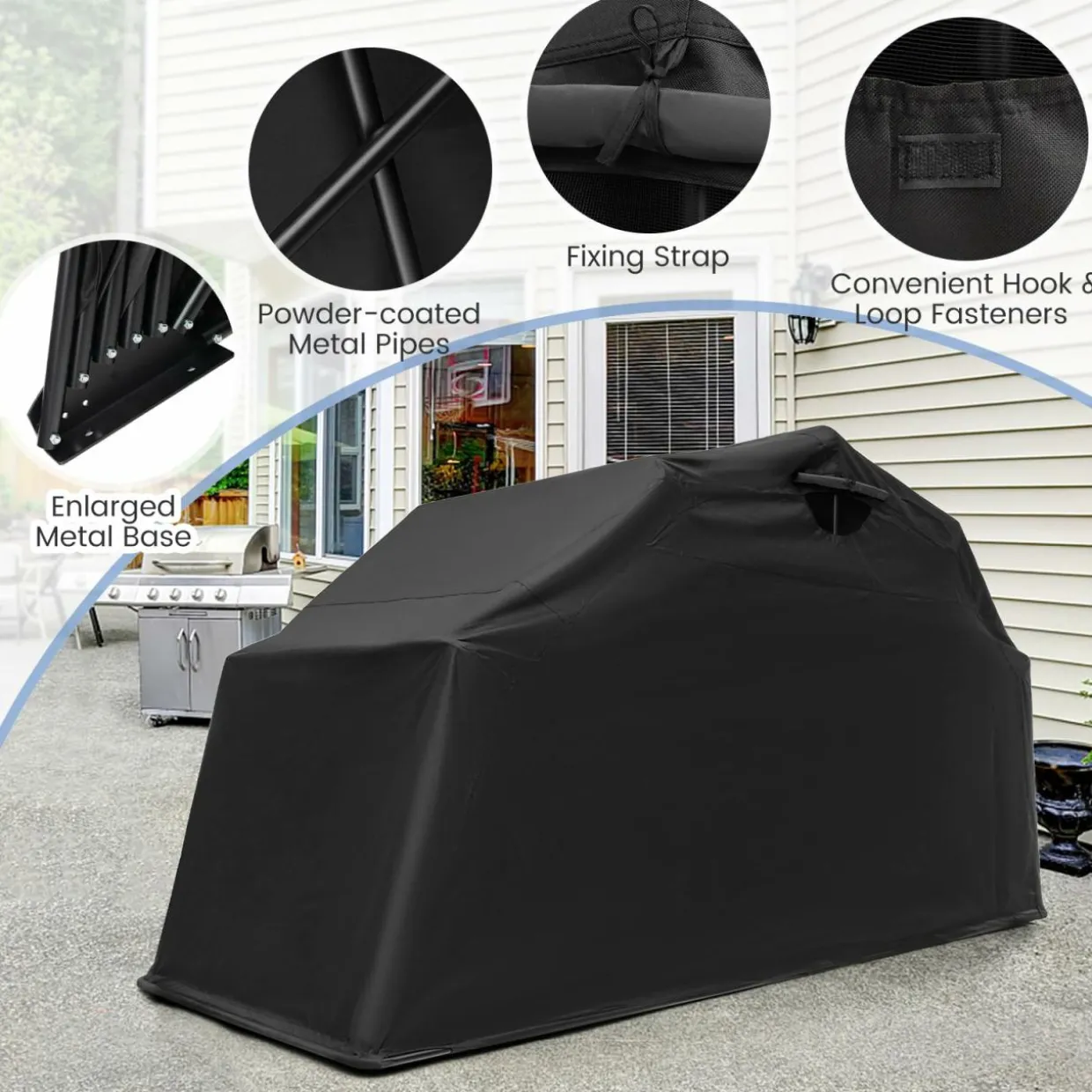 Tangkula Motorcycle Shed, Waterproof Motorcycle Garage with 600D Oxford Cover, Ventilation Window