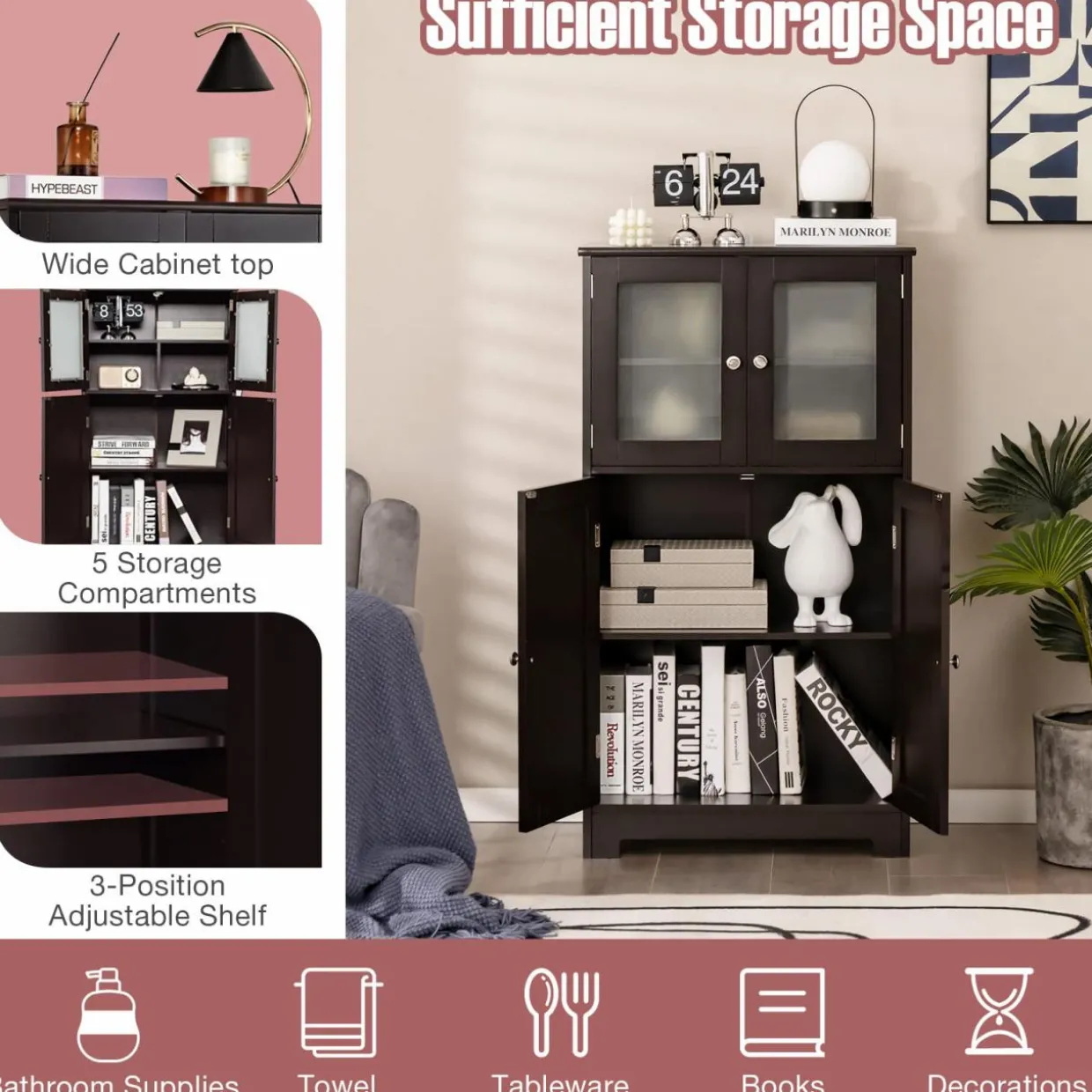 Tangkula Multipurpose Home Organizer for Hallway Living Room Office