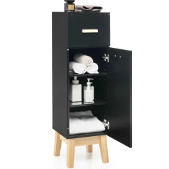 Tangkula Narrow Bathroom Storage Cabinet, Freestanding Side Storage Organizer with Adjustable Shelves