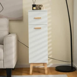 Tangkula Narrow Bathroom Storage Cabinet, Freestanding Side Storage Organizer with Adjustable Shelves