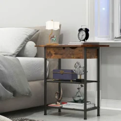 Tangkula Narrow End Table with Charging Station