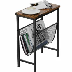 Tangkula Narrow Side Table, End Table with Magazine Holder, 19.5 x 10 x 24 Inch