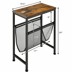 Tangkula Narrow Side Table, End Table with Magazine Holder, 19.5 x 10 x 24 Inch