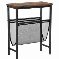 Tangkula Narrow Side Table, End Table with Magazine Holder, 19.5 x 10 x 24 Inch