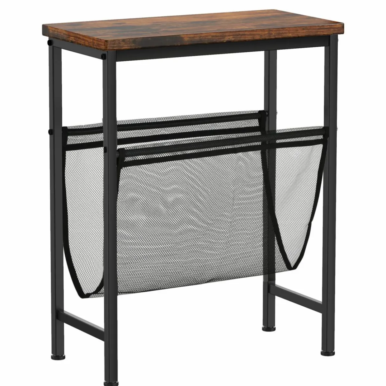 Tangkula Narrow Side Table, End Table with Magazine Holder, 19.5 x 10 x 24 Inch