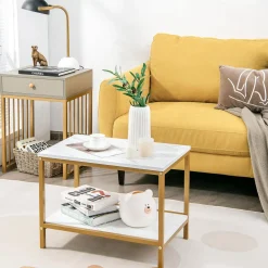 Tangkula Nesting Coffee Table Set of 2, Rectangular, Living Room Accent Cocktail Tables