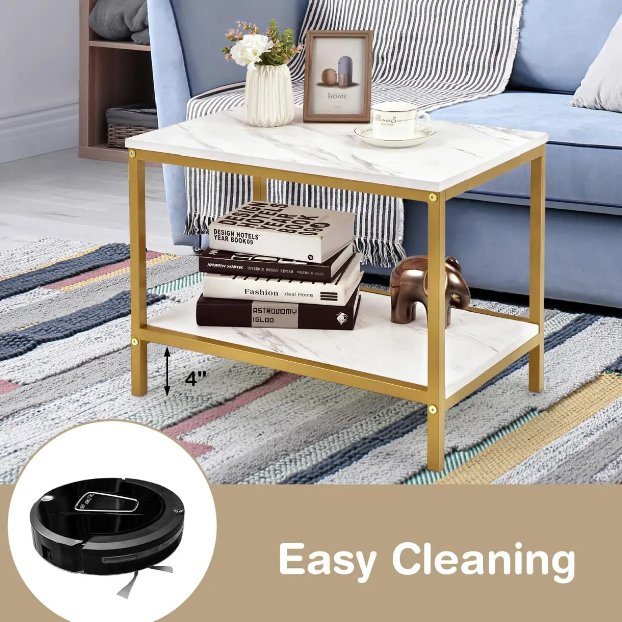 Tangkula Nesting Coffee Table Set of 2, Rectangular, Living Room Accent Cocktail Tables