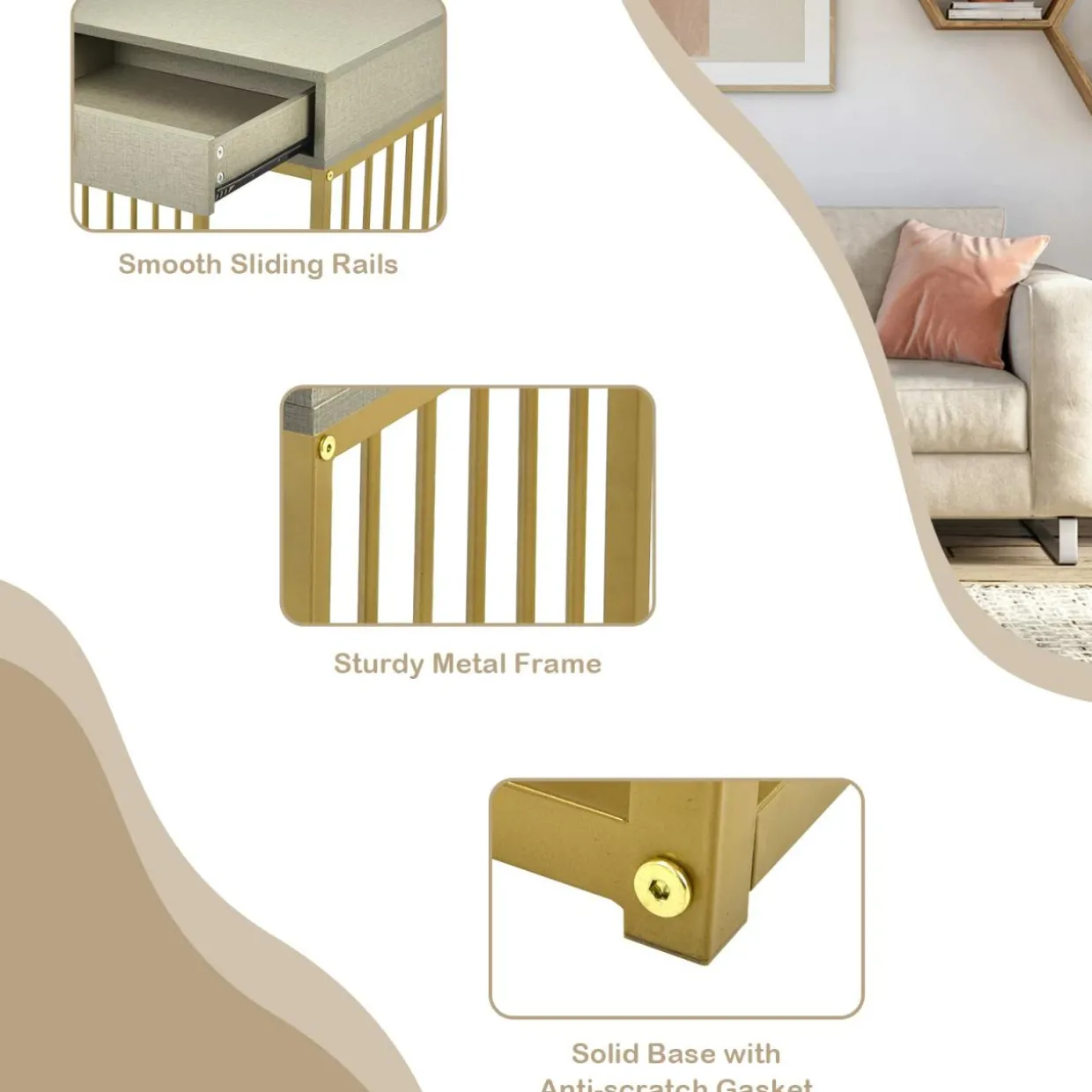 Tangkula Nesting Coffee Table Set of 2, Rectangular, Living Room Accent Cocktail Tables