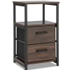 Tangkula Nightstand, Sofa Side End Table with Open Shelf & 2 Drawers