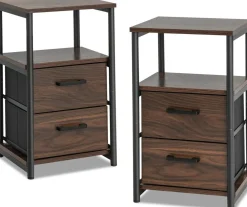 Tangkula Nightstand, Sofa Side End Table with Open Shelf & 2 Drawers