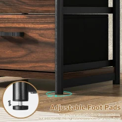 Tangkula Nightstand, Sofa Side End Table with Open Shelf & 2 Drawers