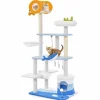 Tangkula Ocean-Themed Cat Tree, 3-Level Cat Tower with Sisal Scratching Posts, Condo, Perch, Hammock