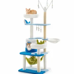 Tangkula Ocean-Themed Cat Tree, Multi-Level Cat Tower with Sisal Scratching Posts, 65"
