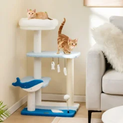 Tangkula Ocean-Themed Cat Tree, 3-Level Cat Tower, 34"