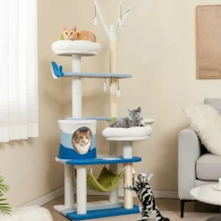 Tangkula Ocean-Themed Cat Tree, Multi-Level Cat Tower with Sisal Scratching Posts, 65"