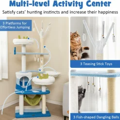 Tangkula Ocean-Themed Cat Tree, Multi-Level Cat Tower with Sisal Scratching Posts, 65